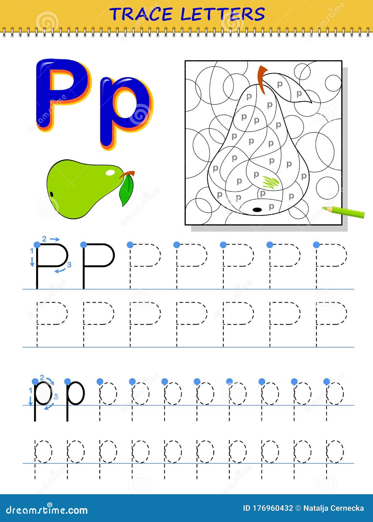 tracing letter p for study alphabet printable worksheet for kids education page for coloring book stock vector illustration of logic kindergarten 176960432