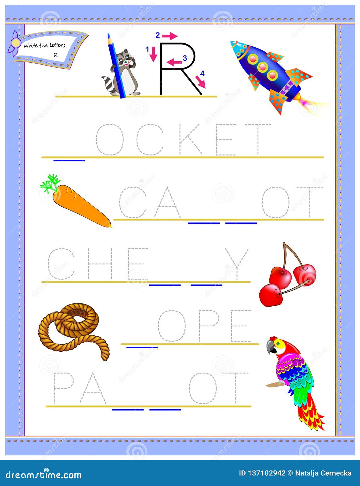 Tracing Letter R For Study English Alphabet. Printable Worksheet For