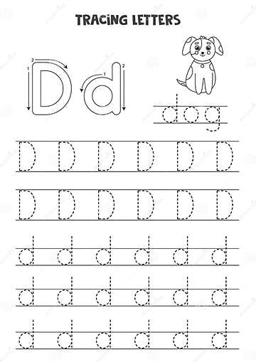 Tracing Letters of English Alphabet. Black and White Worksheet. Stock ...