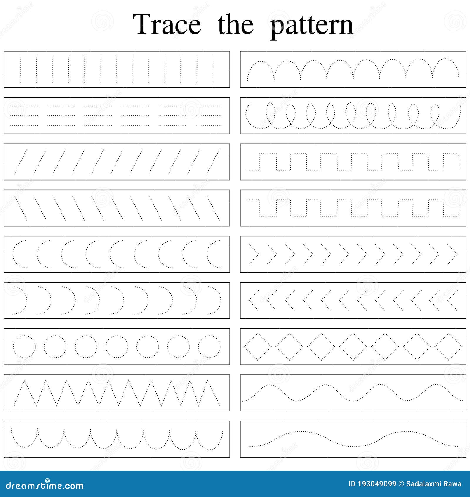 Handwriting Practice Sheet. Educational Children Game, Printable Worksheet  for Kids. Writing Training, Tracing Lines. Stock Vector - Illustration of  elementary, handwriting: 106195431