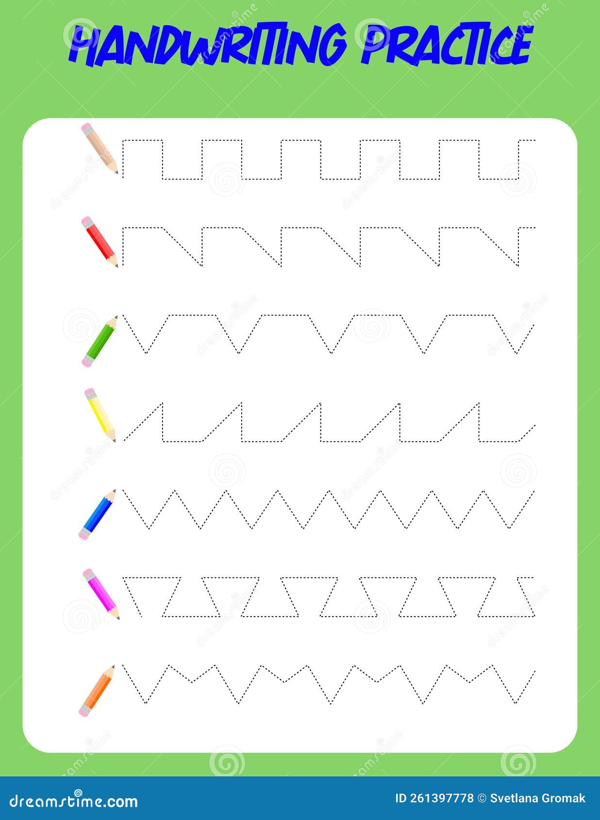 Tracing Lines with Pencil. Handwriting Practice for Children.Practicing