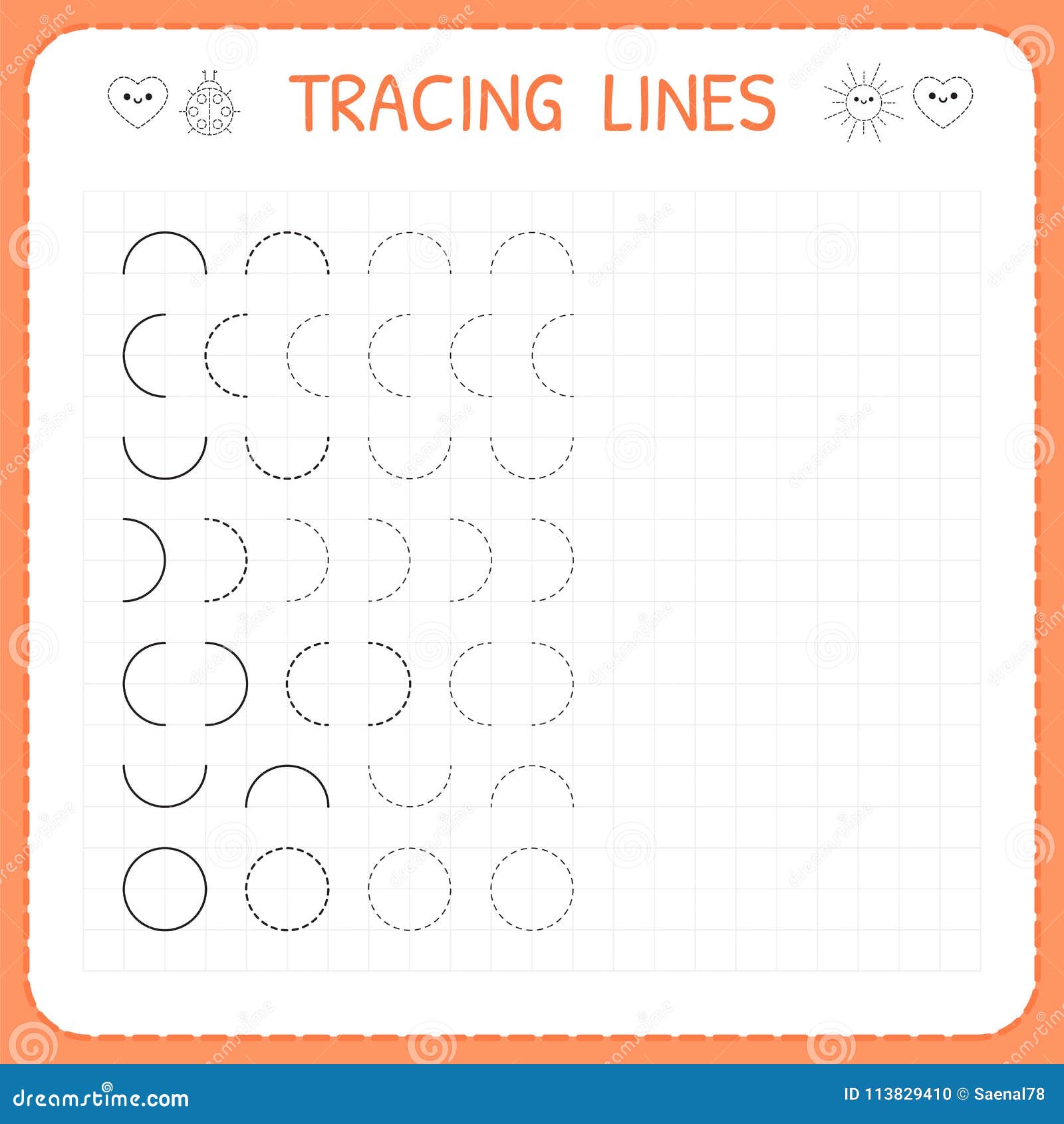 tracing lines worksheet for kids basic writing working pages for children preschool or kindergarten worksheets trace the patt stock vector illustration of practise colorful 113829410