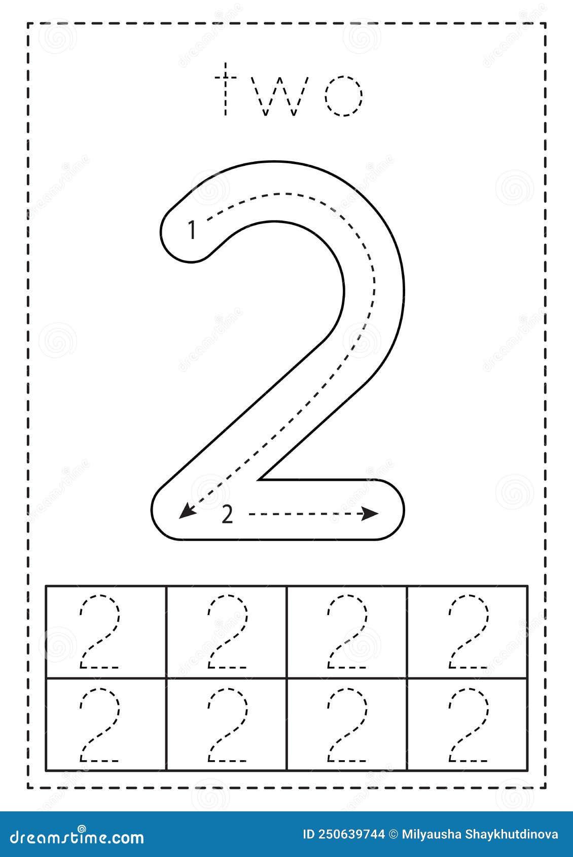 tracing-number-two-preschool-worksheet-black-and-white-stock-vector-illustration-of-design