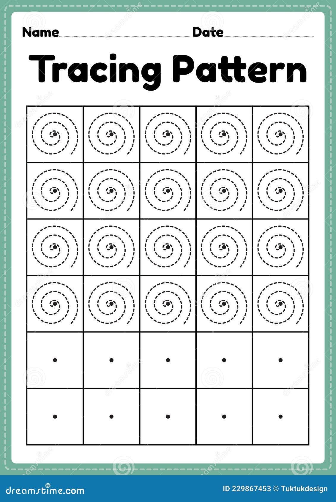 tracing pattern spiral lines worksheet for kindergarten preschool and montessori school kids to improve handwriting practice stock vector illustration of page sign 229867453
