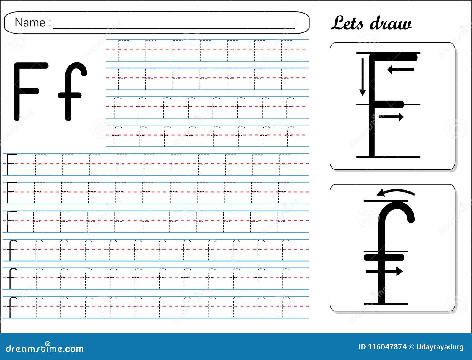 tracing-worksheet-ff-stock-vector-illustration-of-handwriting-116047874