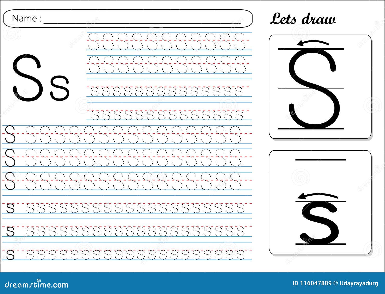 Tracing Worksheet Ss Stock Vector Illustration Of Learn 116047889