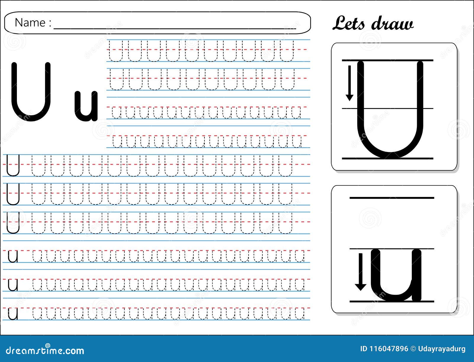 tracing worksheet uu stock vector illustration of book 116047896