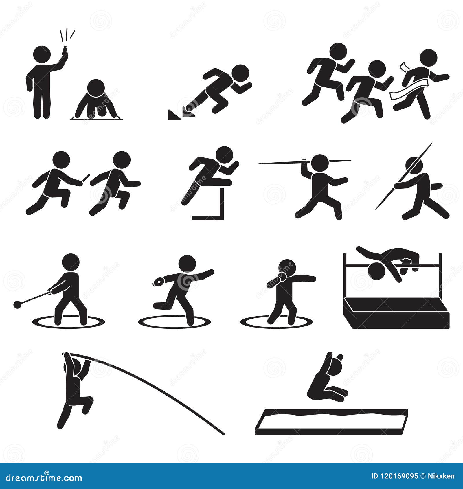 track and field athletics icon set, .