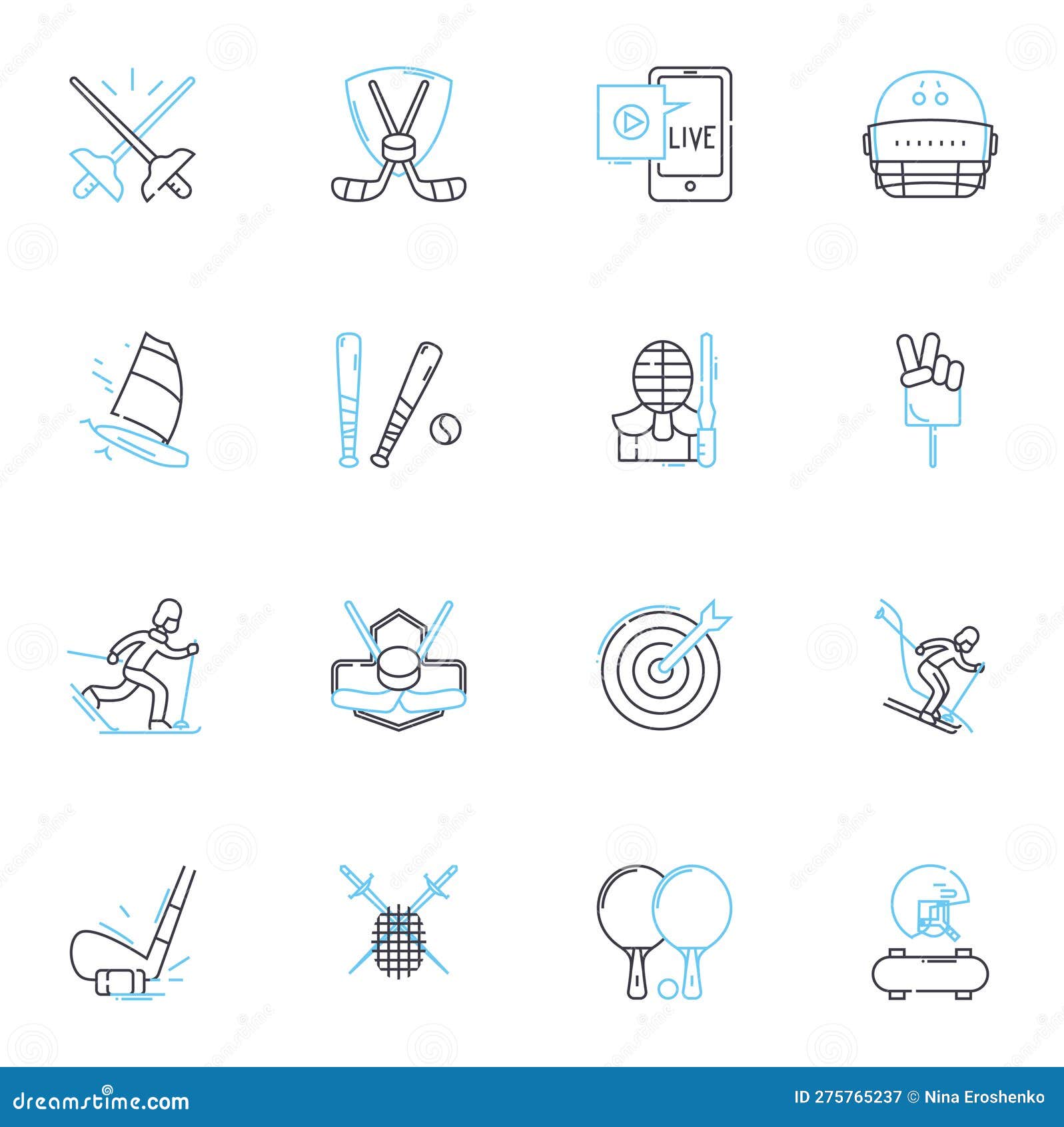 track and field linear icons set. sprint, relay, hurdle, distance, jump, throw, polevault line  and concept signs