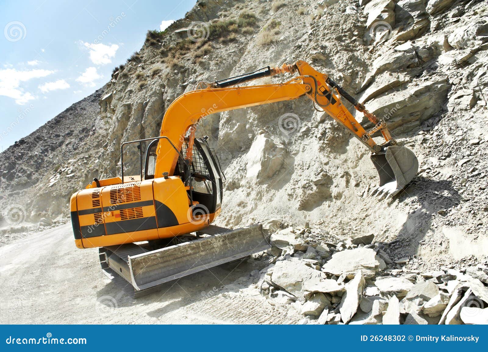 Track-type Loader Excavator at Mountain Work Stock Photo - Image of mining,  machinery: 26248302