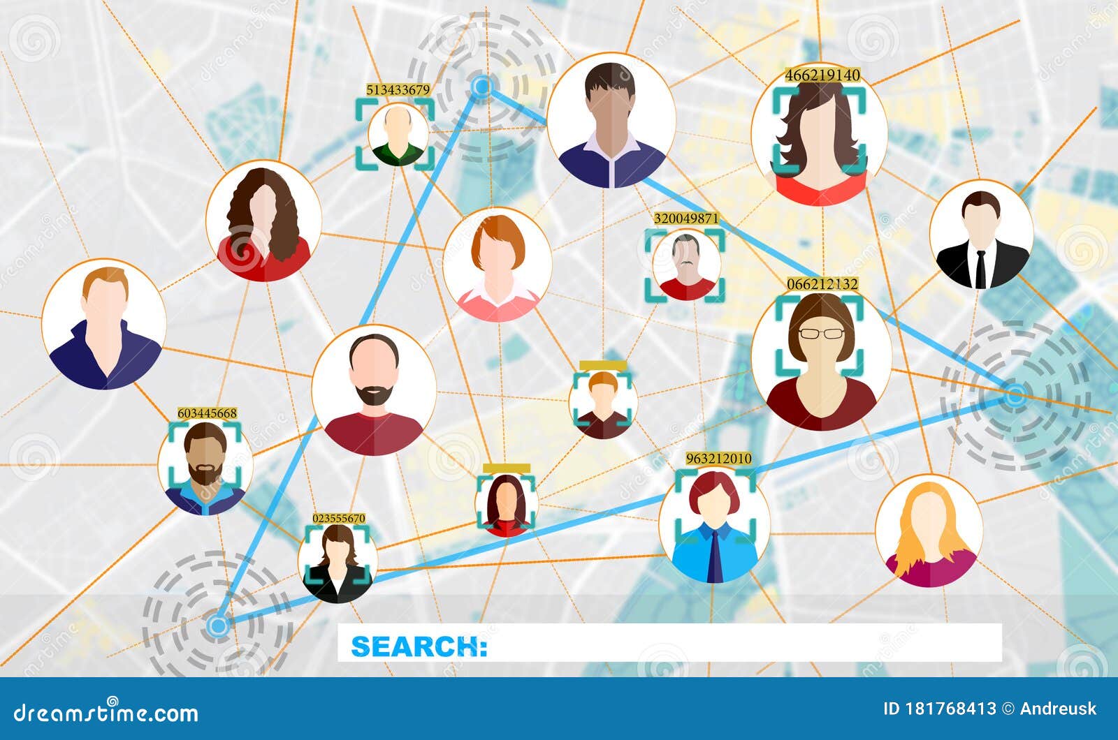 Tracking of Location Technology Concept Illustration of Big Data and