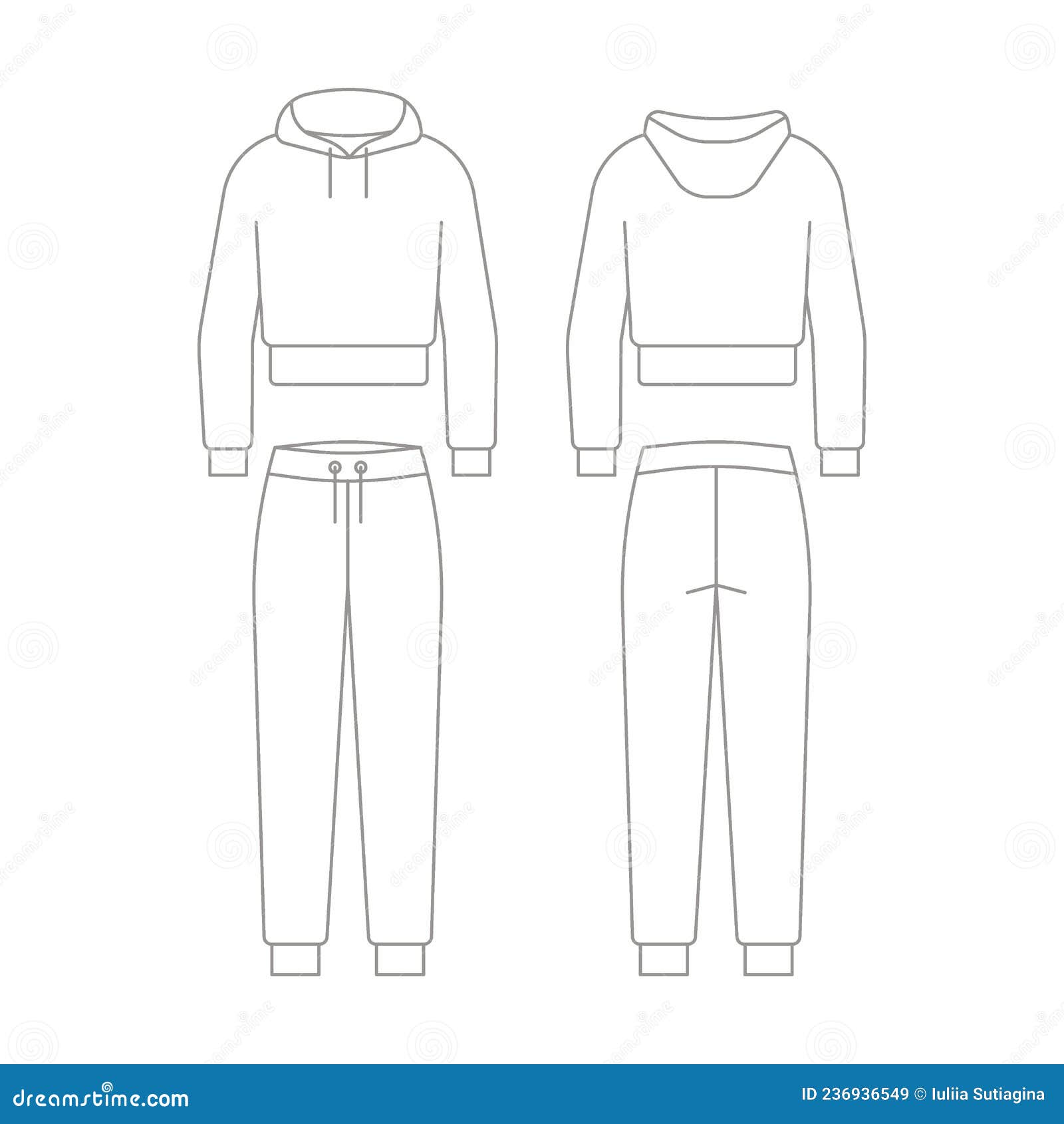 Tracksuit from Pants Joggers and Sweatshirt with Hood Outline Template ...