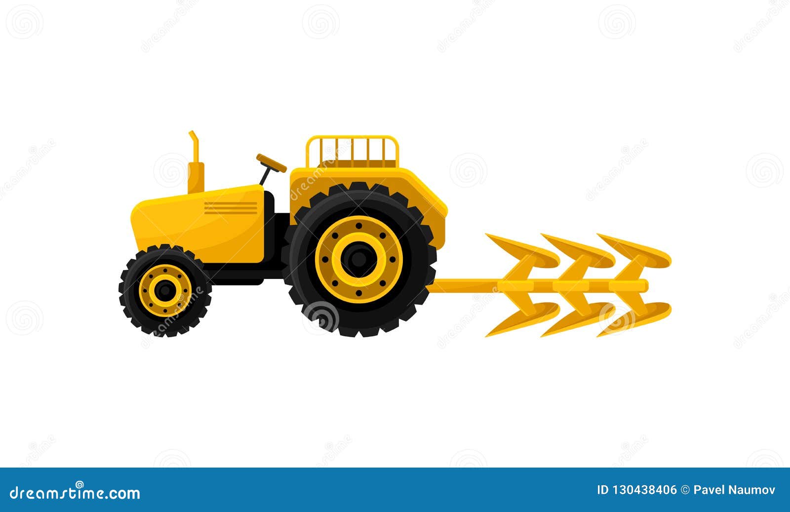 Tracteur Jaune Ouvert Avec La Charrue Équipement Industriel Tracteur Jaune Ouvert Avec La Charrue Équipement Industriel