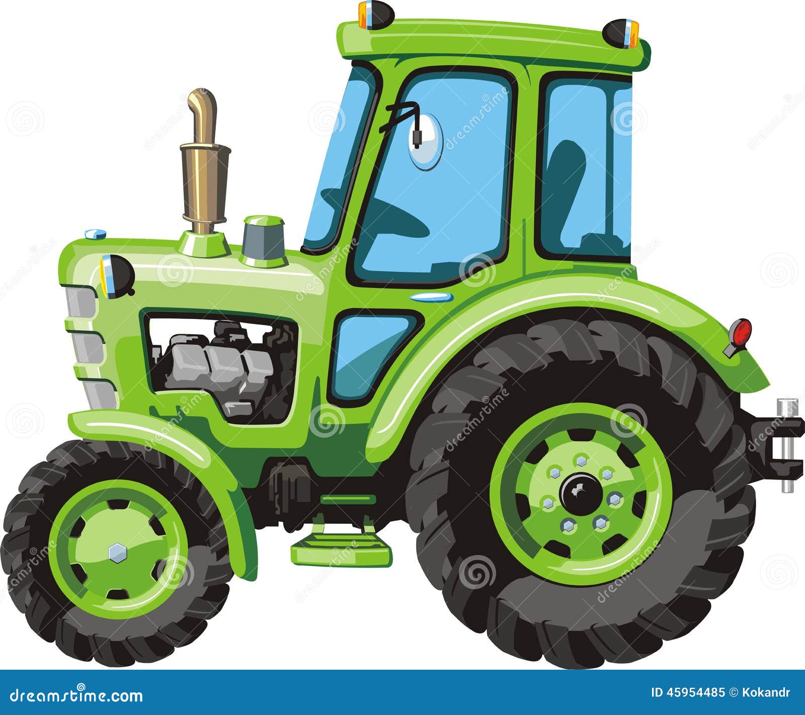 Tracteur Vert De Bande Dessinée Illustration de Vecteur Illustration