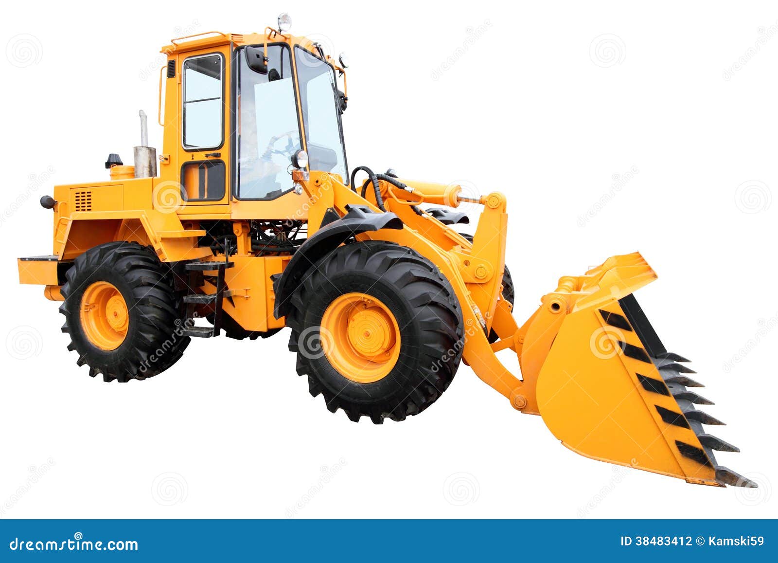 Tractor amarillo moderno foto de archivo. Imagen de cuchara 38483412