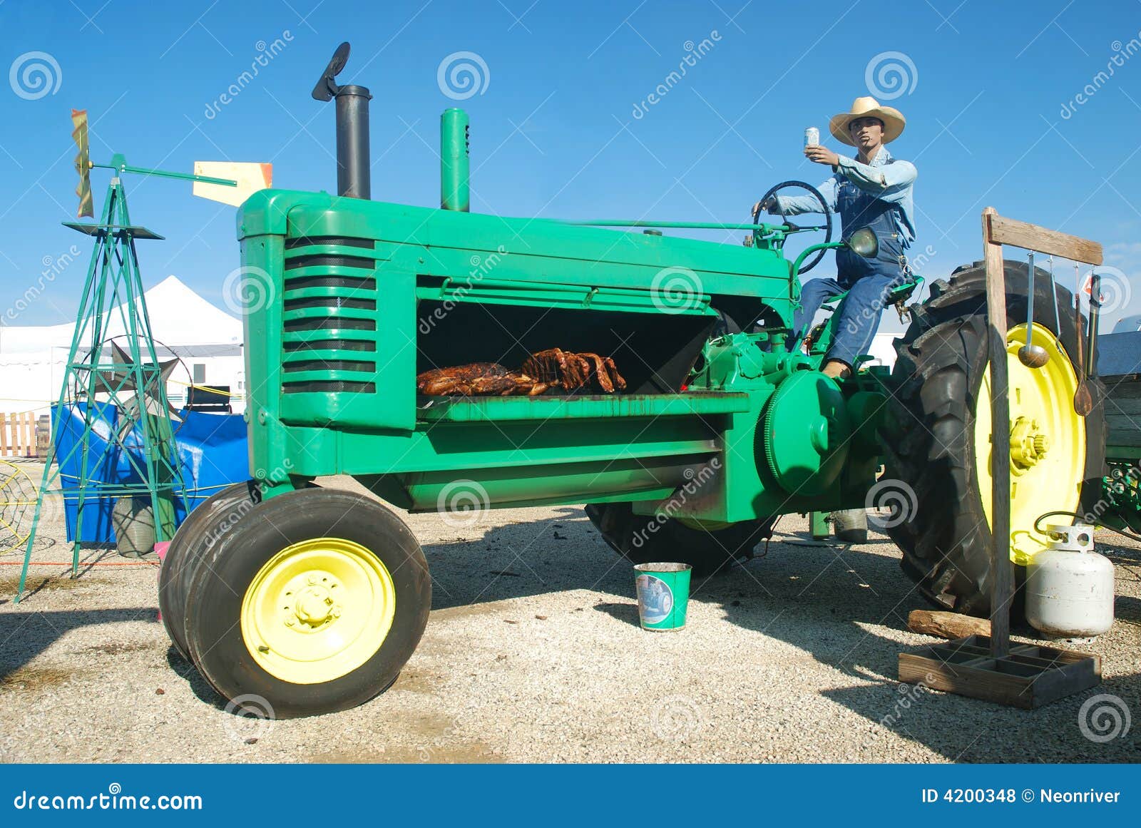 Tractor Barbeque Pit editorial stock photo. Image of meat 4200348