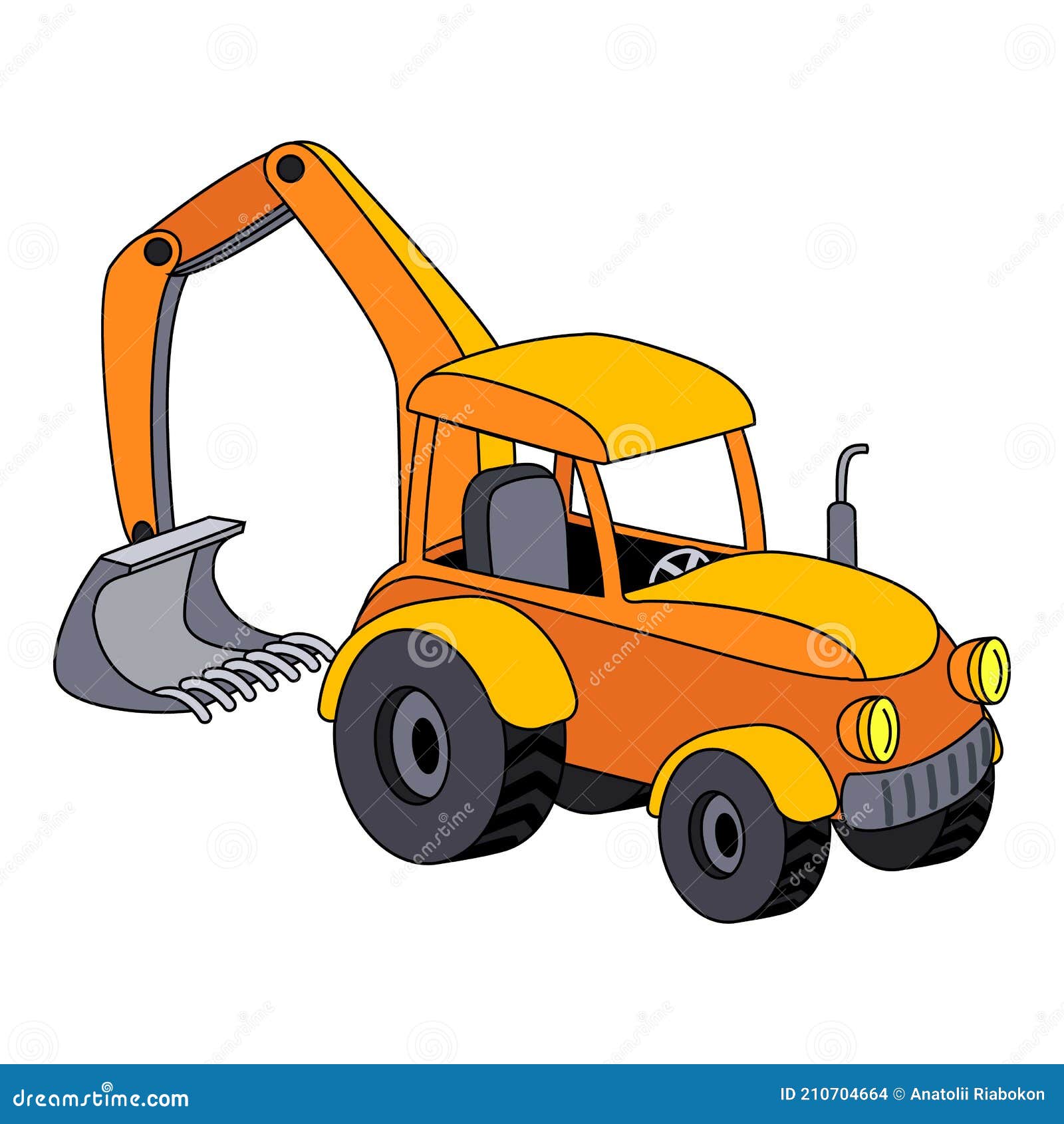 Tractor Con Cubo Icono Estilo De Dibujos Animados Ilustración del Vector -  Ilustración de moderno, empuje: 210704664