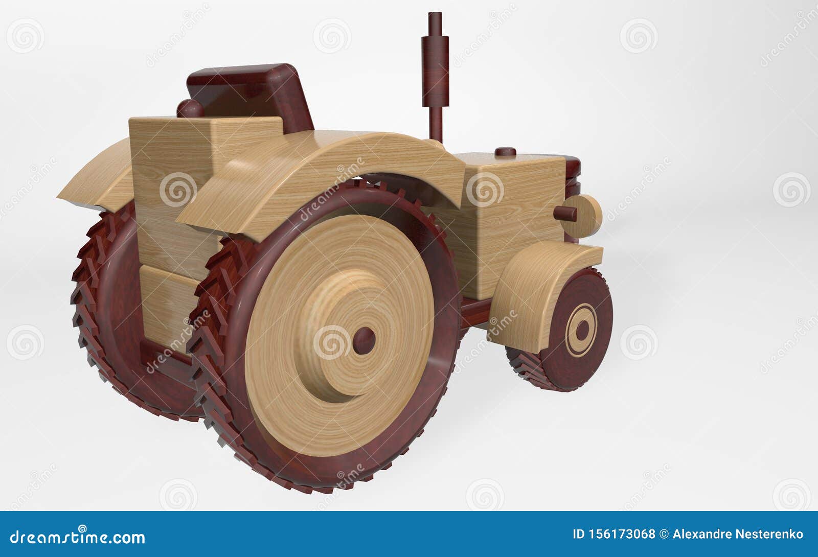 Tractor Con Ruedas De Juguete De Madera Para Niños En 3D Stock de ilustración - Ilustración de niños, ruedas: 156173068