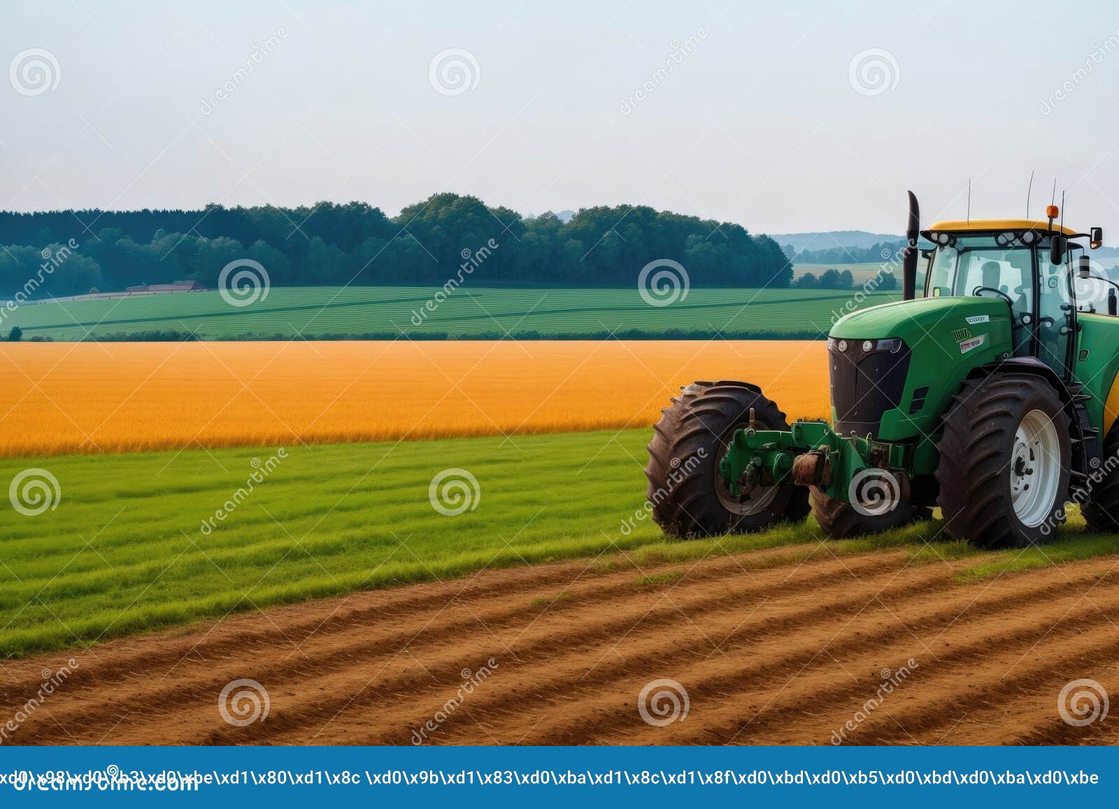 A Tractor Driving on a Field. Ai Generative Stock Image Image of