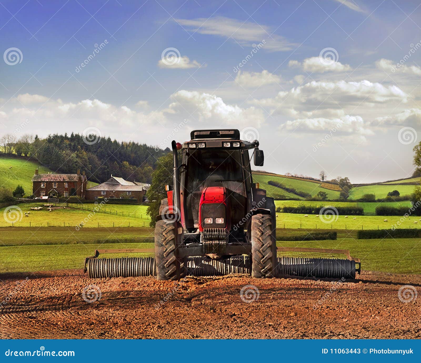 tractor on farmland, somerset.