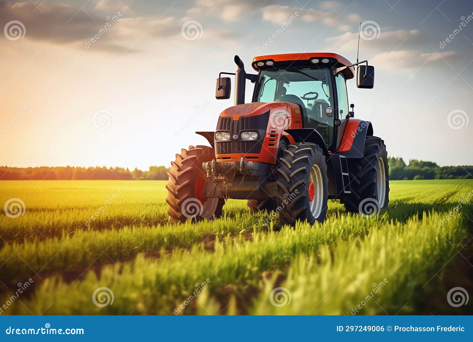 Tractor in a Field, AI Generated Stock Photo Image of tractor