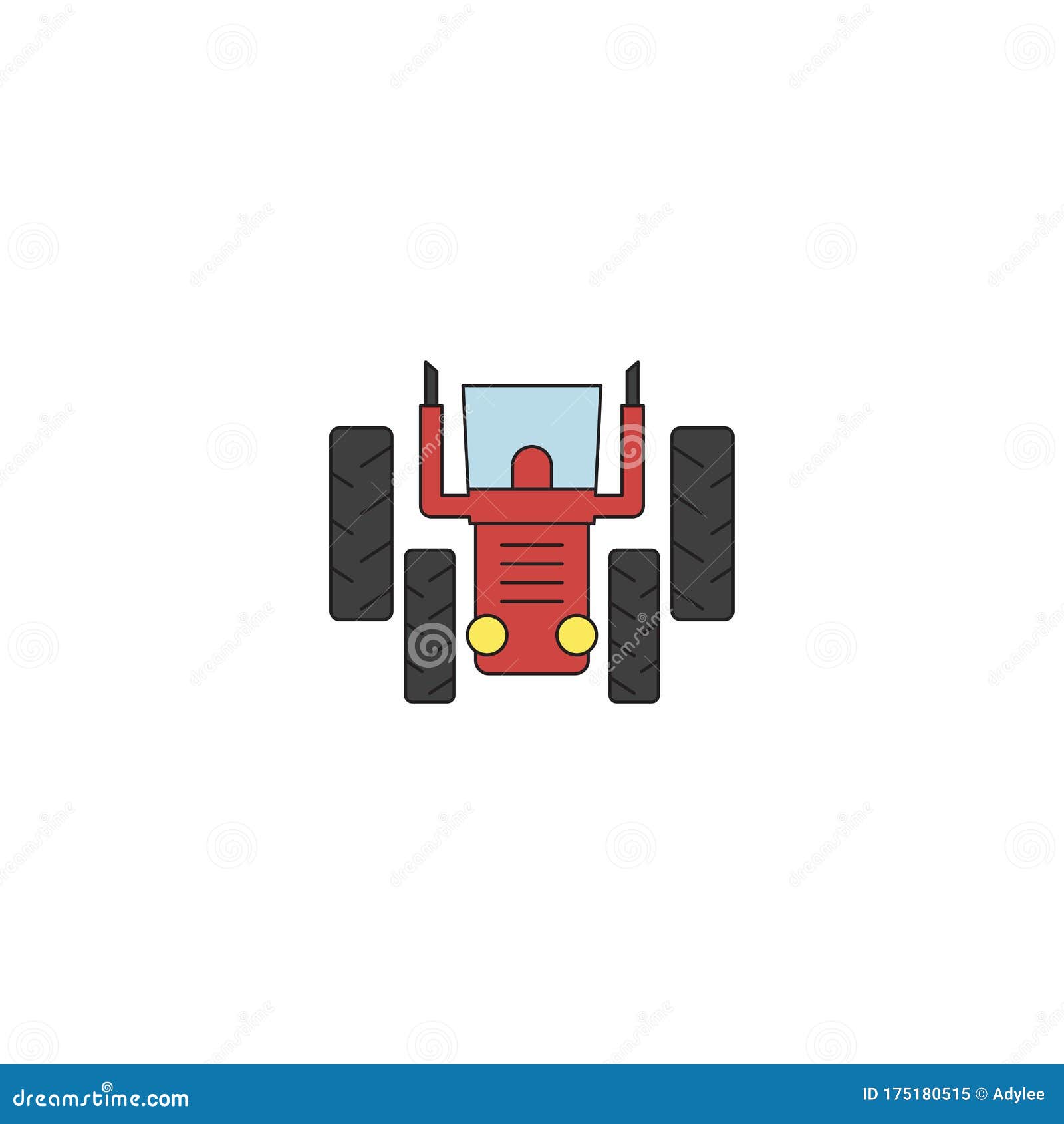 Tractor Front Vector Icon Symbol Tools Isolated on White Background