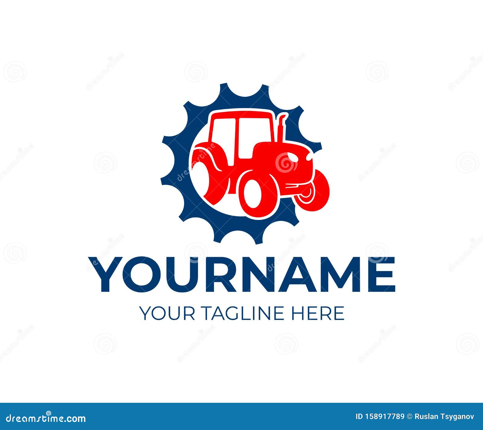 Tractor in Gear, Machinery Dealer, Logo Design. Agricultural Machinery ...