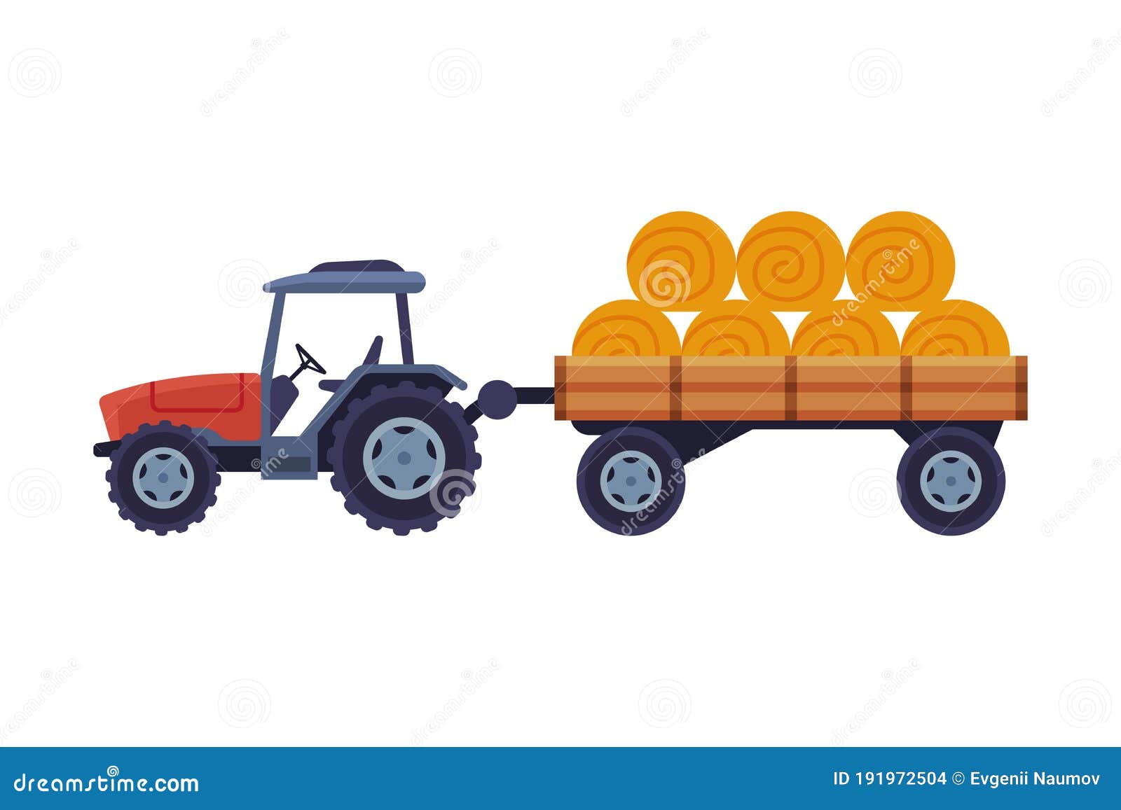 Tractor with Hay Bales in Cart Agricultural Machinery Cartoon Vector  Illustration on White Background Stock Vector - Illustration of country,  haystack: 191972504