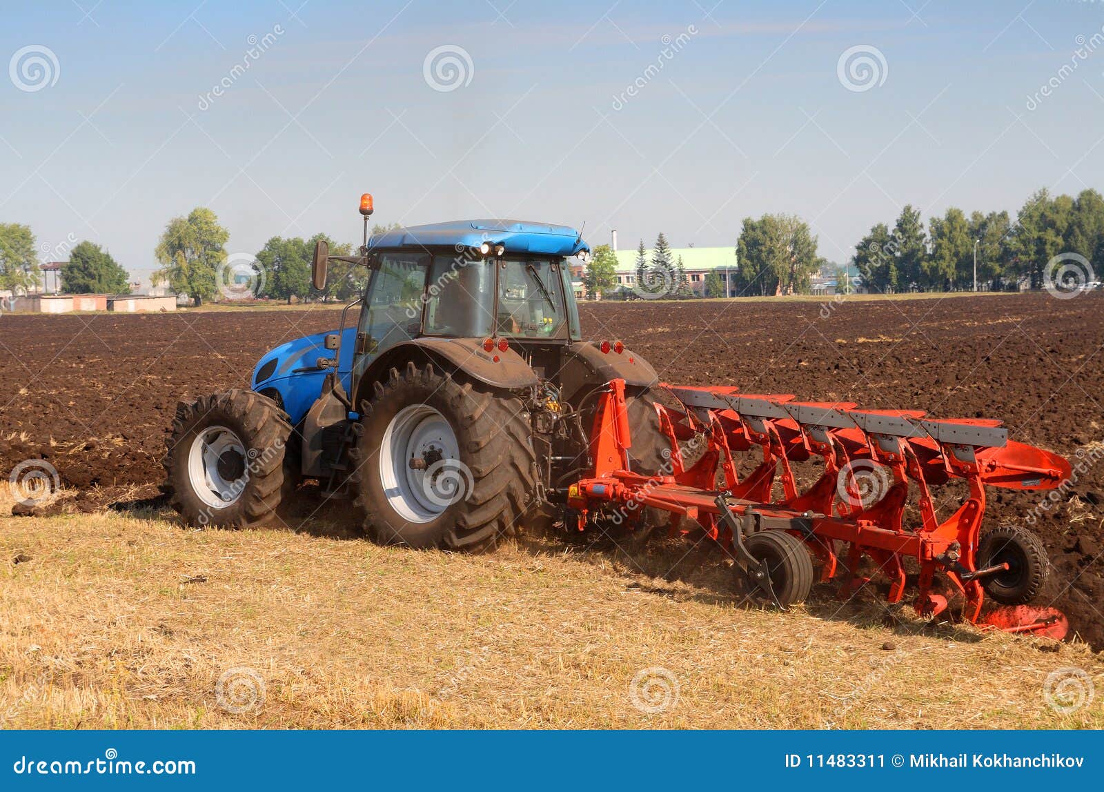 tractor with plough