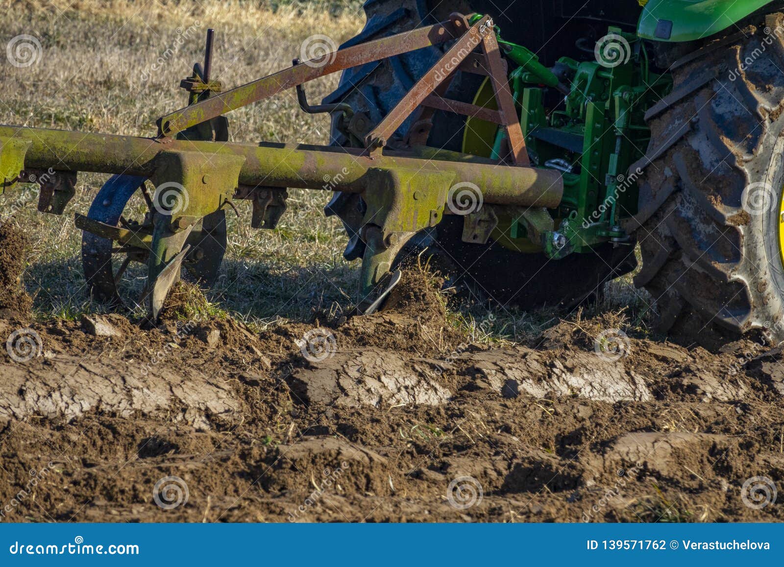 Tractor with Plough Plow Close Up Stock Photo Image of plow, furrow
