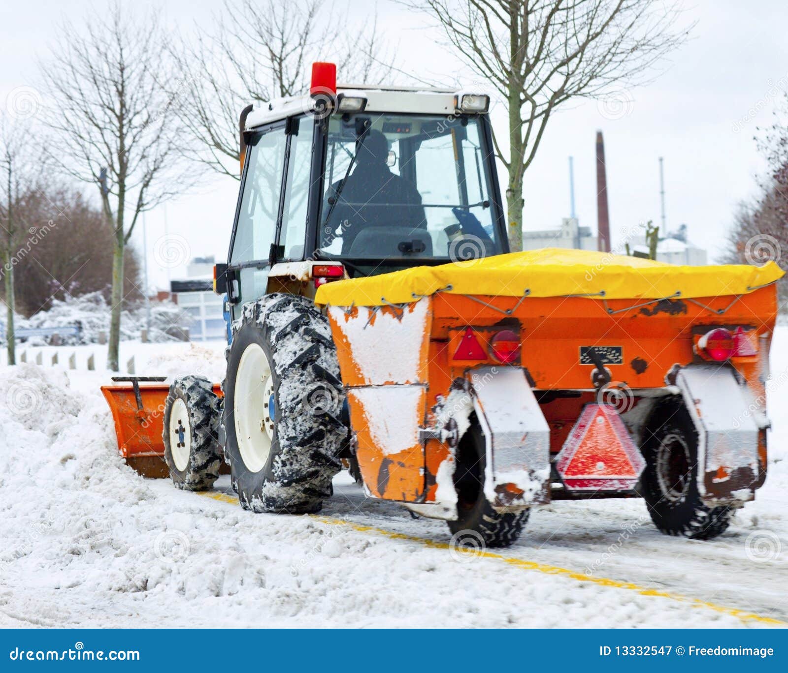 Tractor Removes Snow in a Park Stock Image Image of clearance