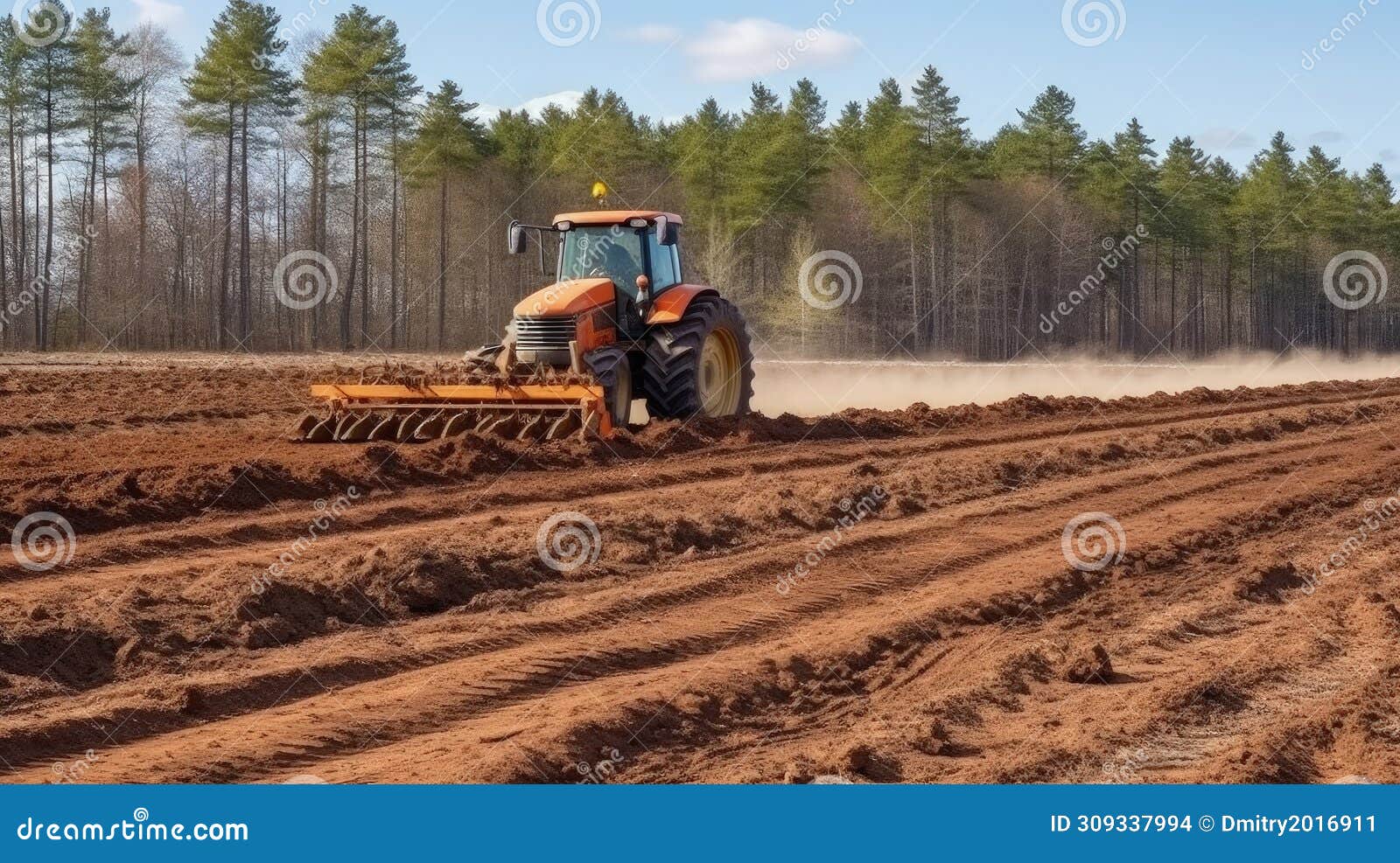 the tractor's powerful engine generates ample horsepower, enabling it to effortlessly pull heavy loads across the