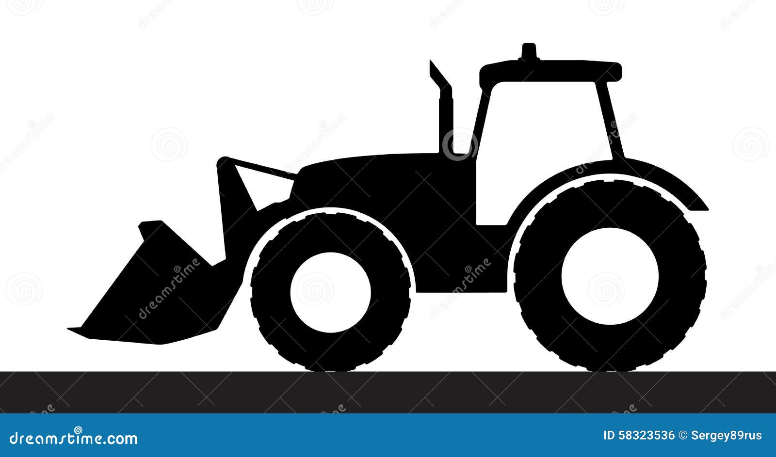 Tractor Silhouette on a White Background. Stock Vector Illustration
