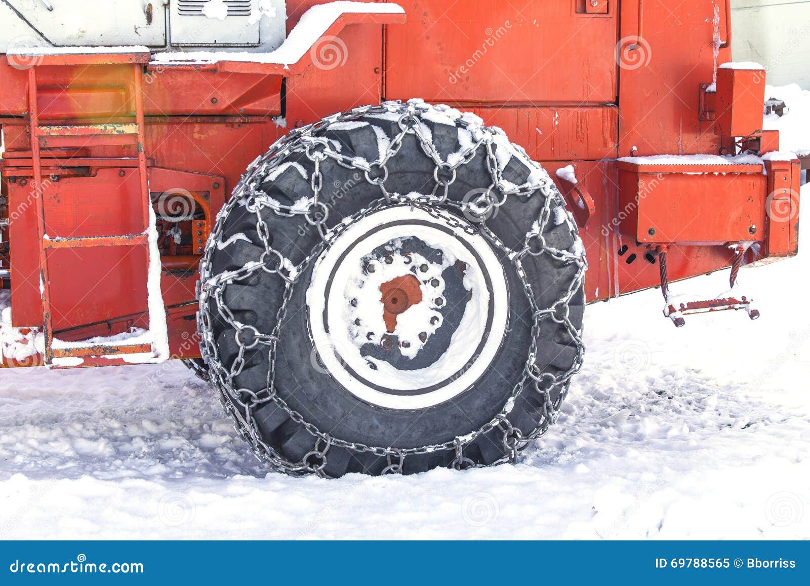Tractor Tire for Snow Removal in the Winter Stock Image Image of grader, cold 69788565