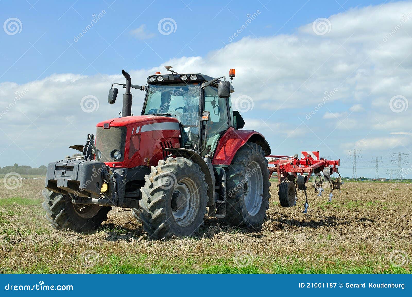 Tractor Works at Field with Plough Stock Image Image of plowed