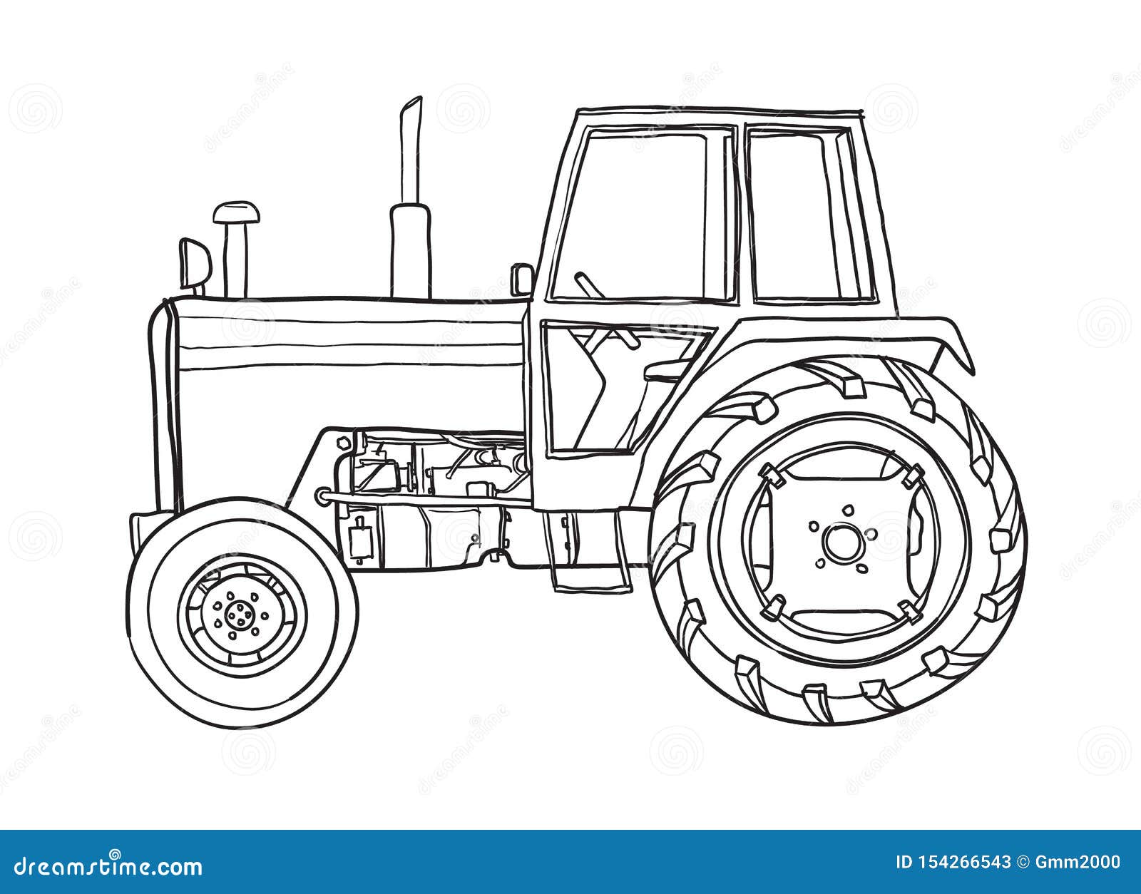 One line draw woman tractor