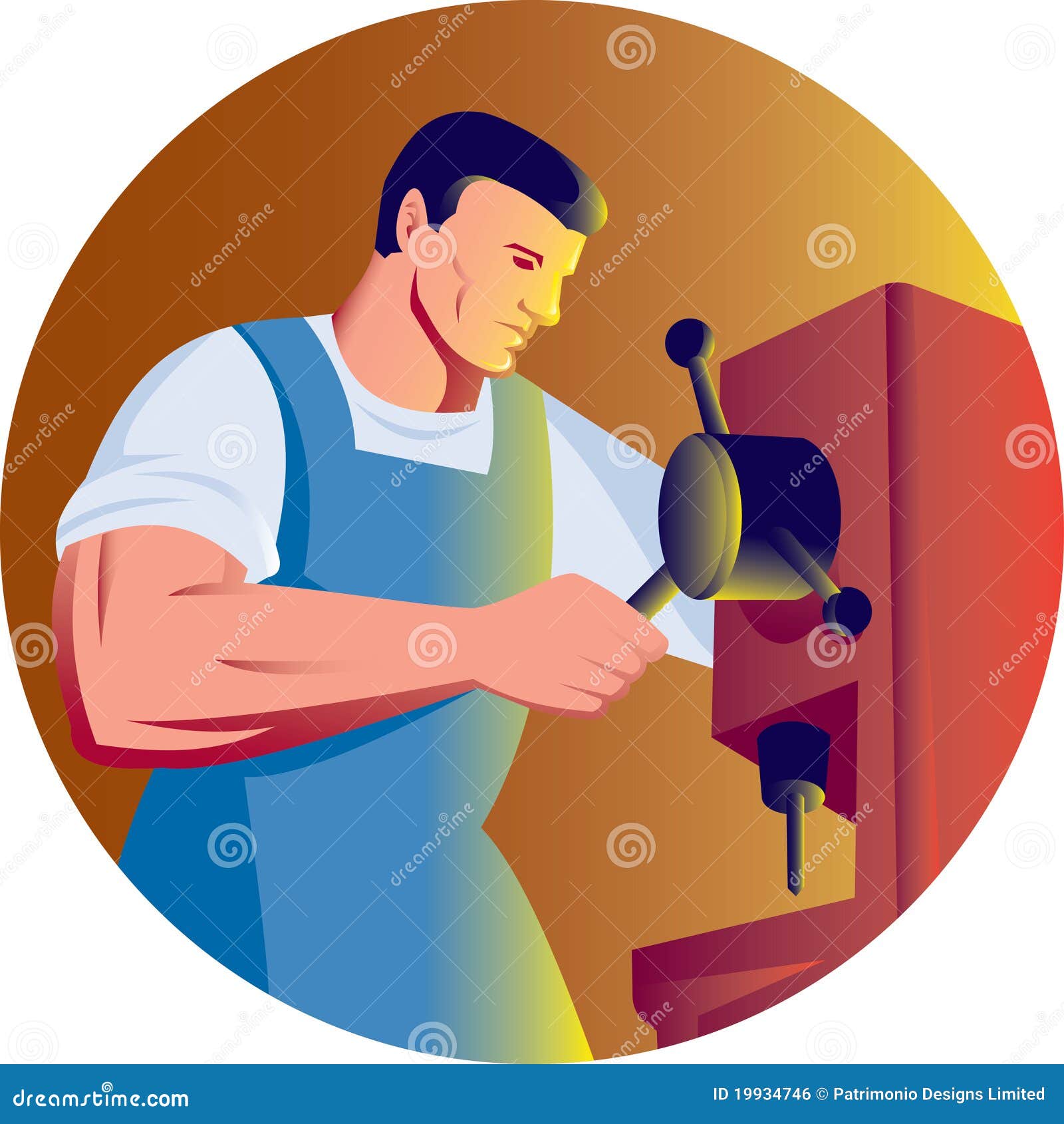 Trade Factory Worker Drill Press Stock Illustration Illustration of
