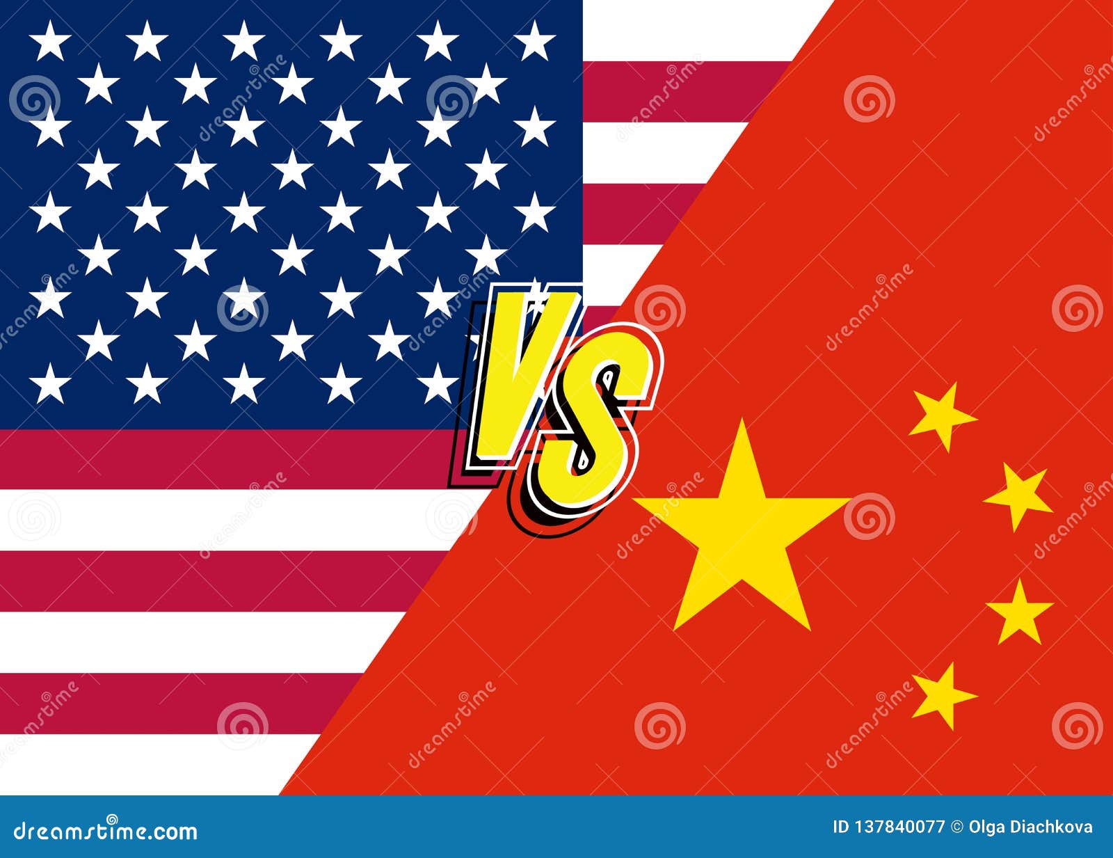 Trade War Concept USA Vs China Stock Vector - Illustration of american
