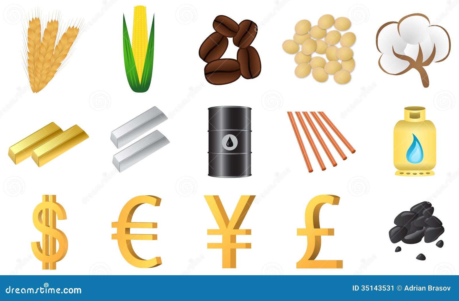 Almægtig Bryde igennem Overlevelse Traded commodities stock vector. Illustration of soybean - 35143531