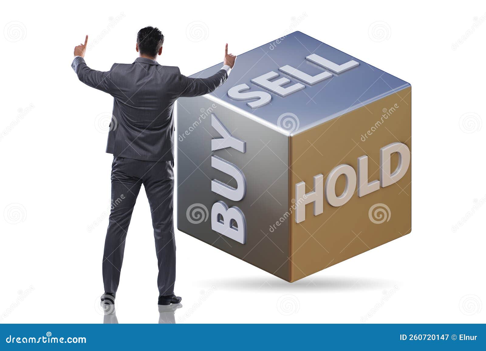 Trader with Three Options of Buy Sell and Hold Stock Image Image of