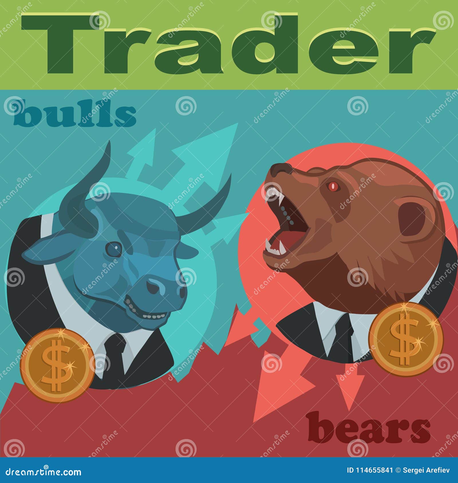 Traders are Bulls and Bears Stock Illustration Illustration of