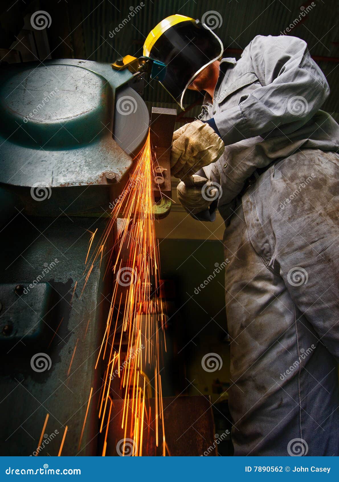 Tradesman at Work Grinding Steel. Stock Photo Image of manual