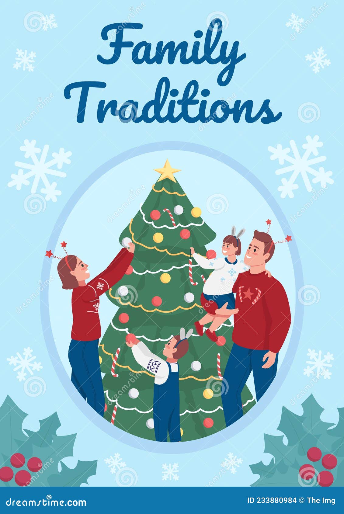 Tradiciones Familiares Sobre La Plantilla De Vectores Planos De Afiches De  Navidad Ilustración del Vector - Ilustración de junto, vacaciones: 233880984