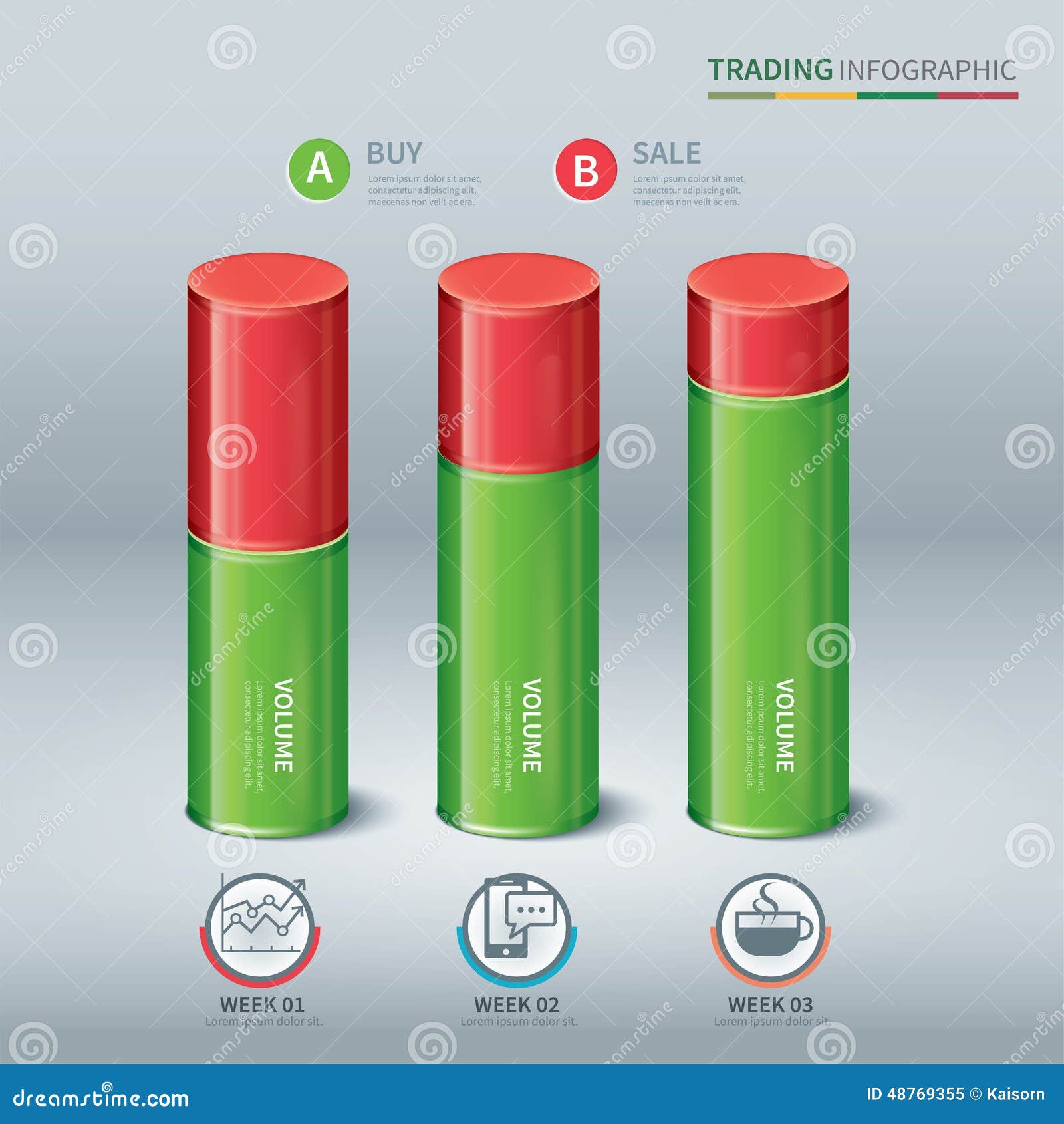 trading cylindrical bars infographic