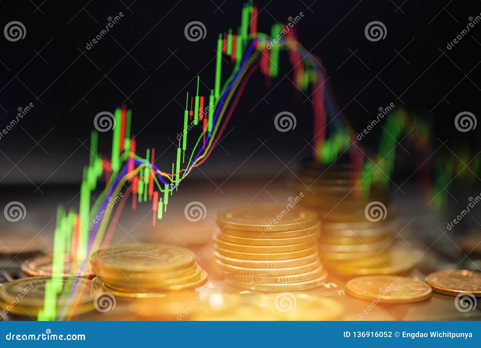 Trading Forex Gold Coin Investment Business Graph Charts Of - 