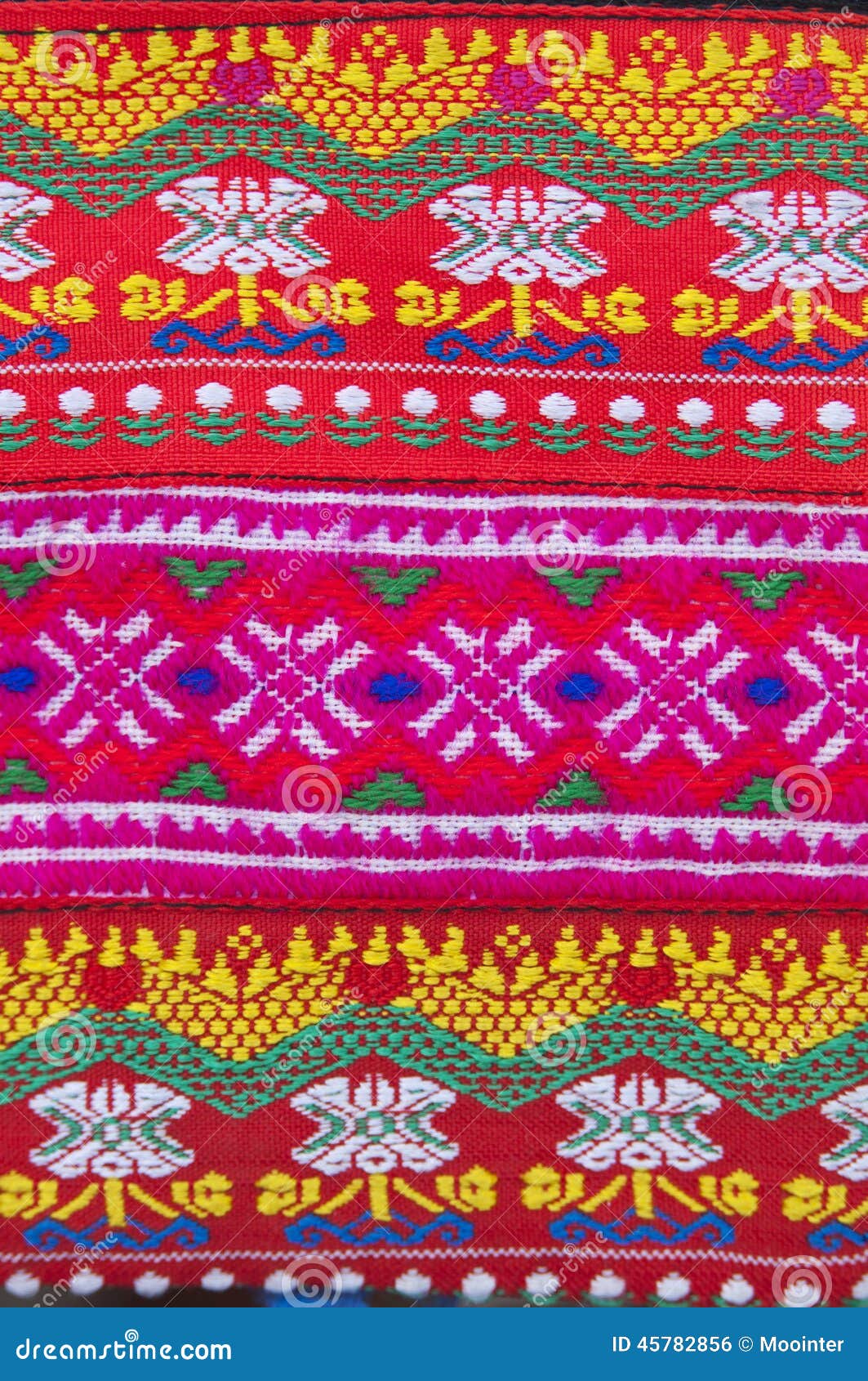 Tradition Handwork Fabric Of Hill Tribe Background,Thailand Stock Photo