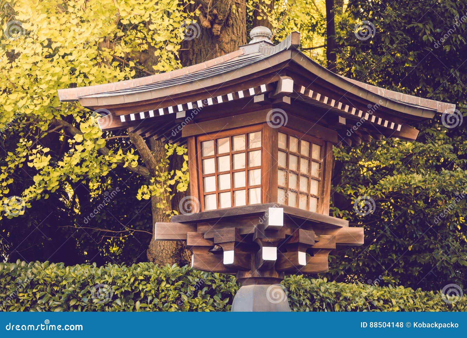 Tradition Lantern Made from Wood in Shrine Temple Japan. Stock Photo ...