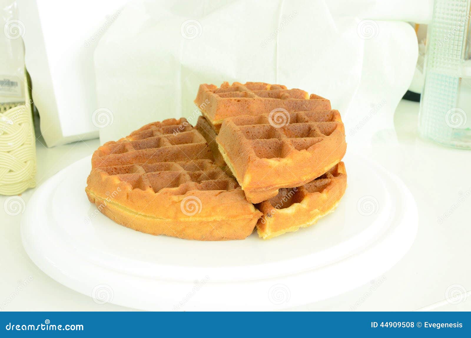 Tradition Waffle in White Plate on the Table Stock Photo Image of