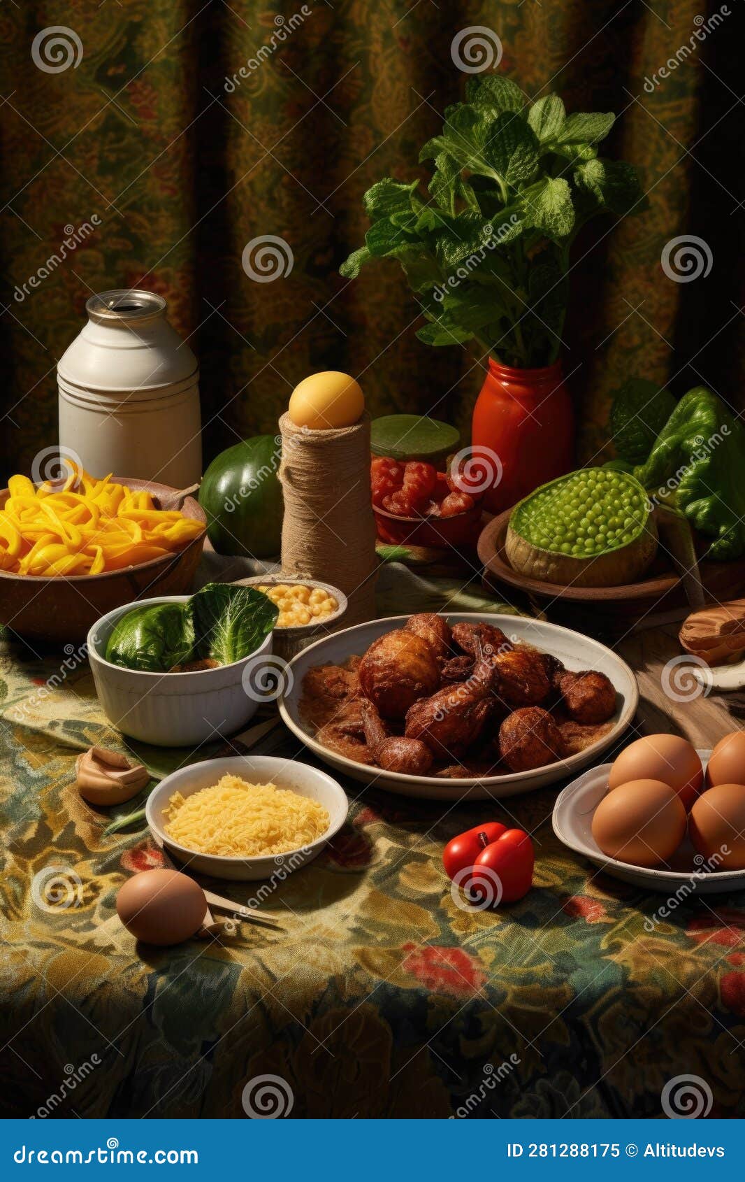 Traditional African-american Foods on a Table Stock Illustration