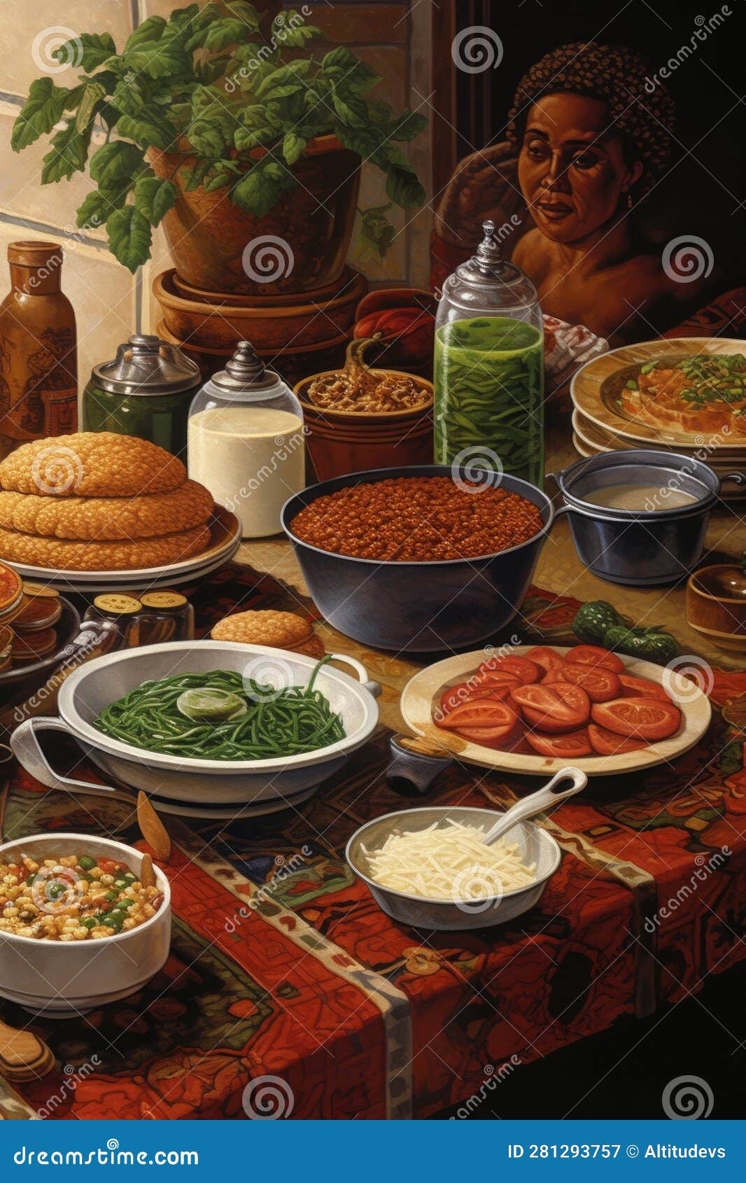 Traditional African-american Foods on a Table Stock Illustration